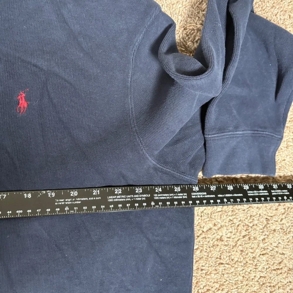 Polo Ralph Lauren Navy Blue‎ Quarter Zip Pullover Sweater Mens XXL Red Pony Logo